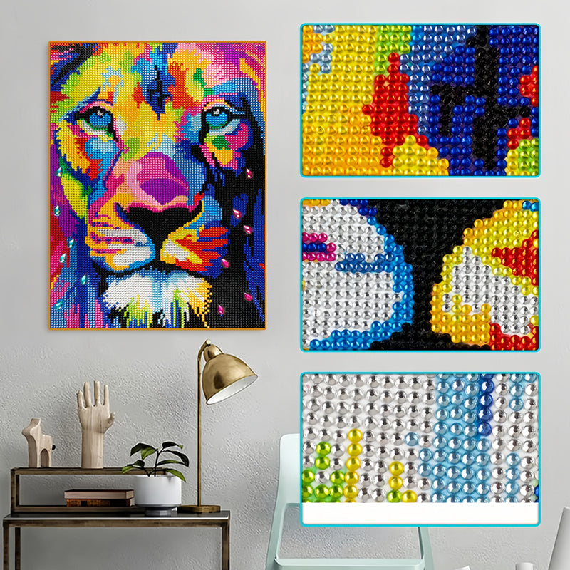 Colorful Lion Head Special Shaped Drills Diamond Painting