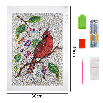 Cardinal and Berries Special Shaped Drills Diamond Painting