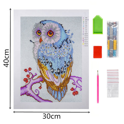 Blue Owl on the Tree Branch Special Shaped Drills Diamond Painting