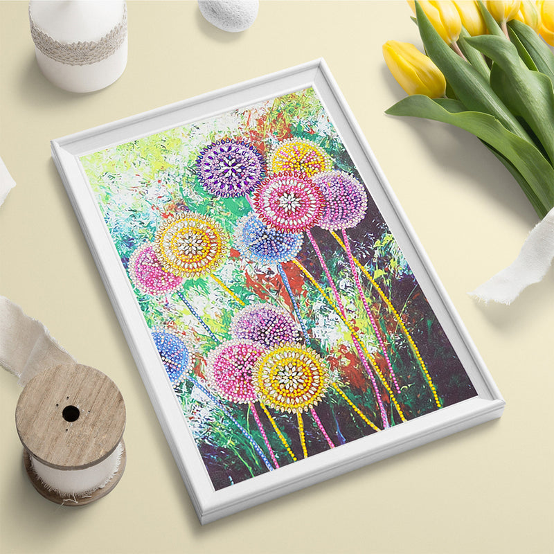 Beautiful and Colorful Dandelions Special Shaped Drills Diamond Painting