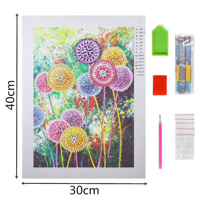 Beautiful and Colorful Dandelions Special Shaped Drills Diamond Painting