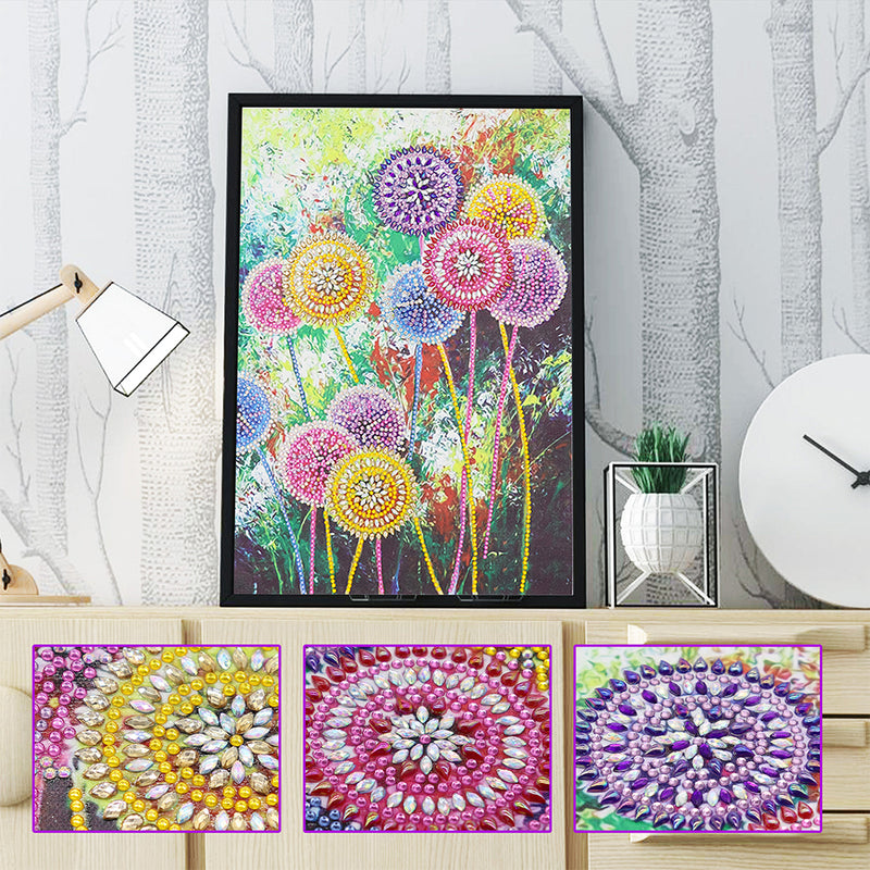 Beautiful and Colorful Dandelions Special Shaped Drills Diamond Painting