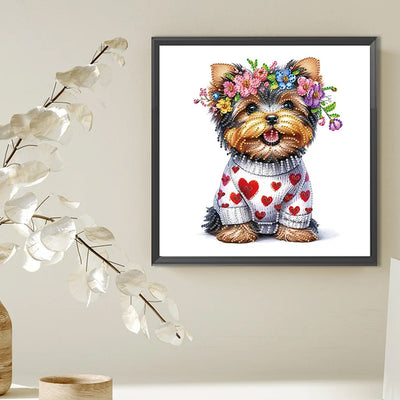 Yorkshire Terrier Wearing A Wreath Special Shaped Drills Diamond Painting