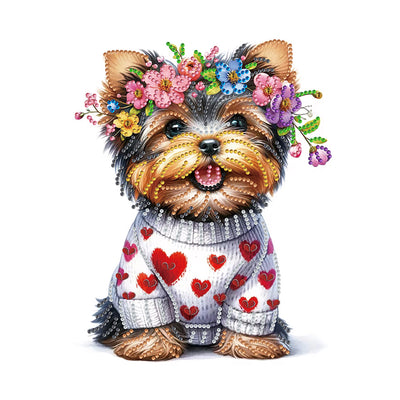 Yorkshire Terrier Wearing A Wreath Special Shaped Drills Diamond Painting