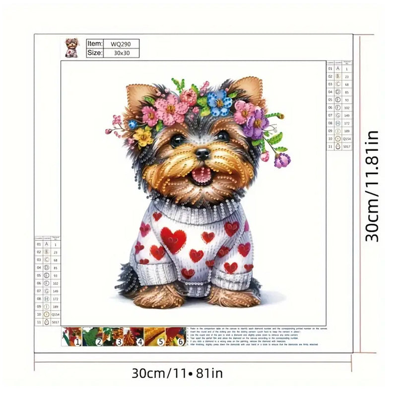 Yorkshire Terrier Wearing A Wreath Special Shaped Drills Diamond Painting