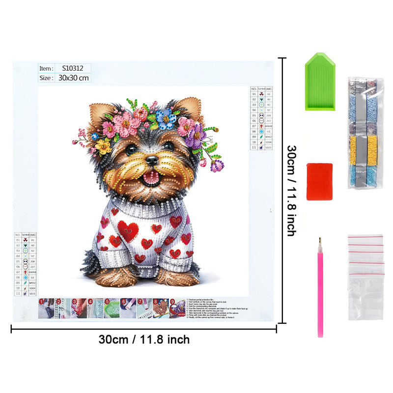 Yorkshire Terrier Wearing A Wreath Special Shaped Drills Diamond Painting