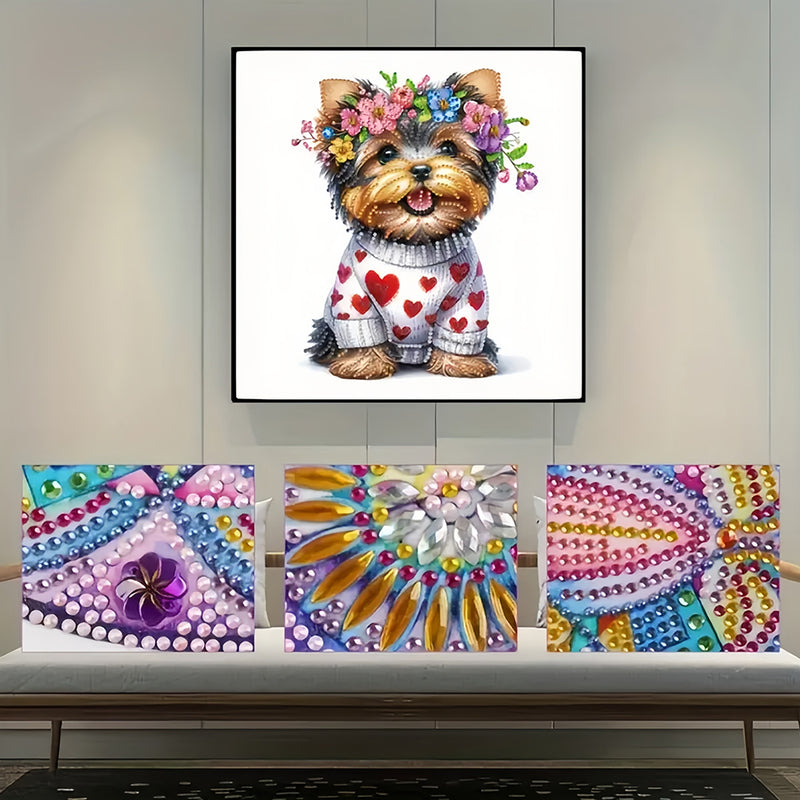 Yorkshire Terrier Wearing A Wreath Special Shaped Drills Diamond Painting