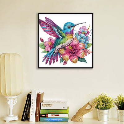 Blue Purple Hummingbird and Flowers Special Shaped Drills Diamond Painting