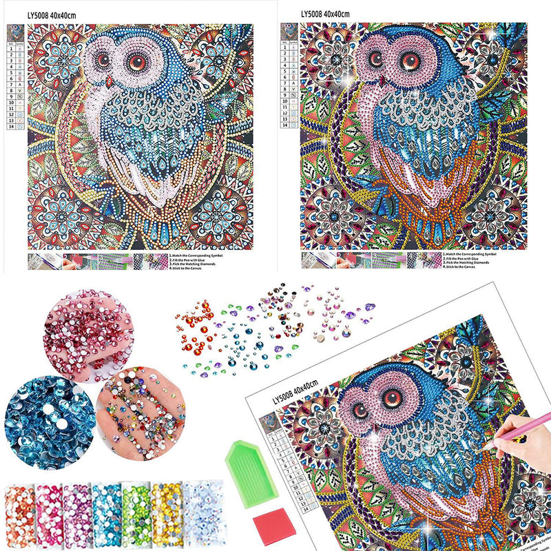 Ornate Owl Mandala Special Shaped Drills Diamond Painting