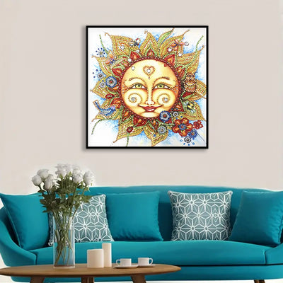 Abstract Smiling Sun Special Shaped Drills Diamond Painting