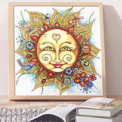 Abstract Smiling Sun Special Shaped Drills Diamond Painting