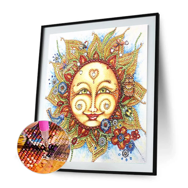 Abstract Smiling Sun Special Shaped Drills Diamond Painting