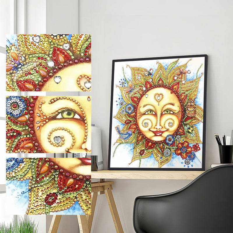 Abstract Smiling Sun Special Shaped Drills Diamond Painting