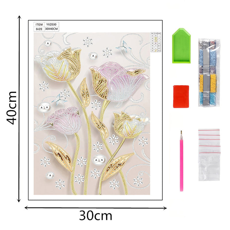 Golden Tulips Special Shaped Drills Diamond Painting