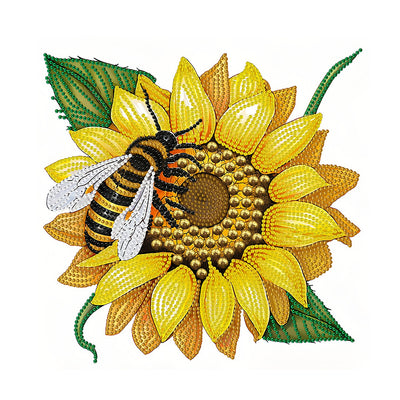 Bee on Sunflower Special Shaped Drills Diamond Painting