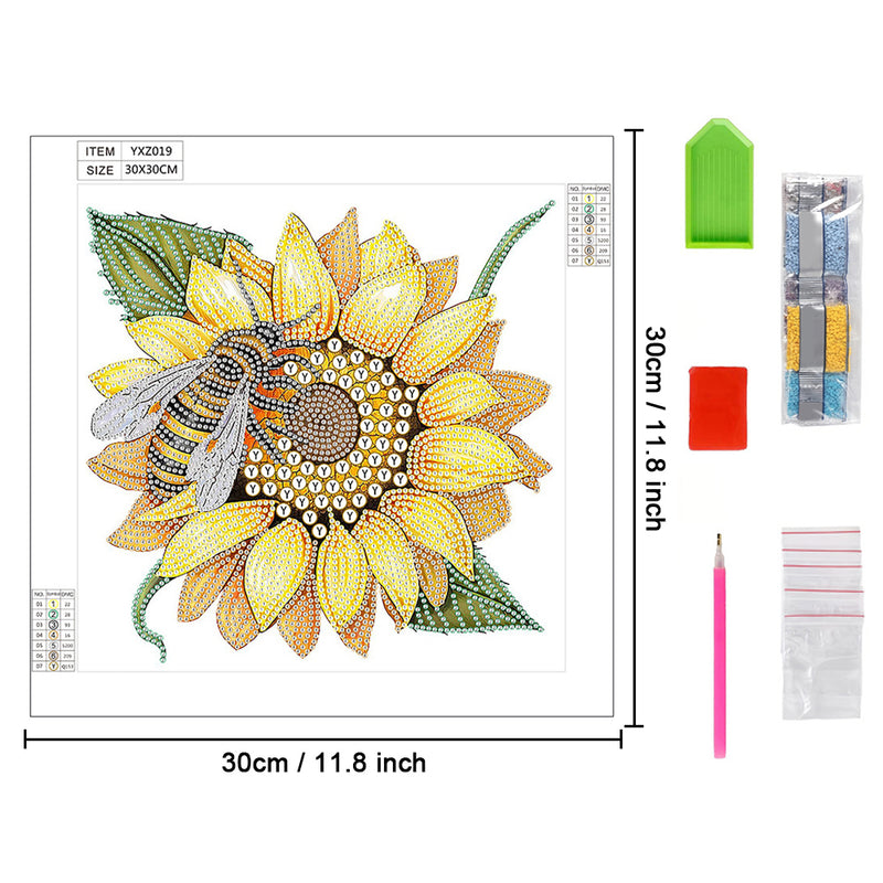 Bee on Sunflower Special Shaped Drills Diamond Painting