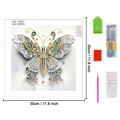 White, Green and Gold Butterfly Special Shaped Drills Diamond Painting