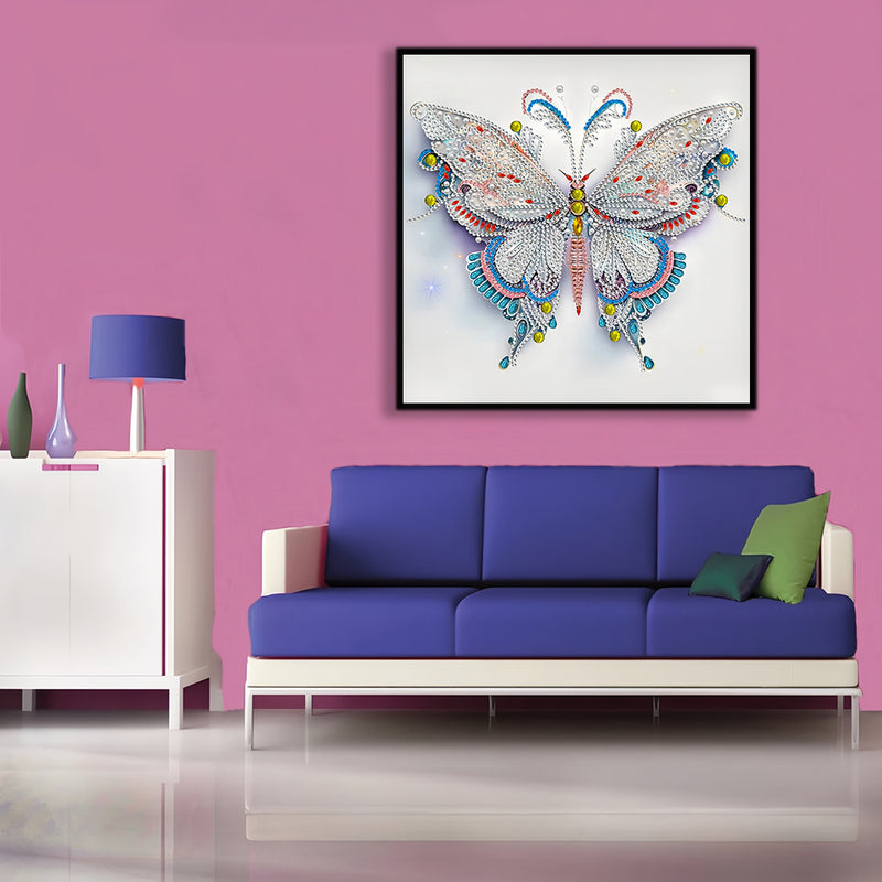 White, Blue and Gold Butterfly Special Shaped Drills Diamond Painting