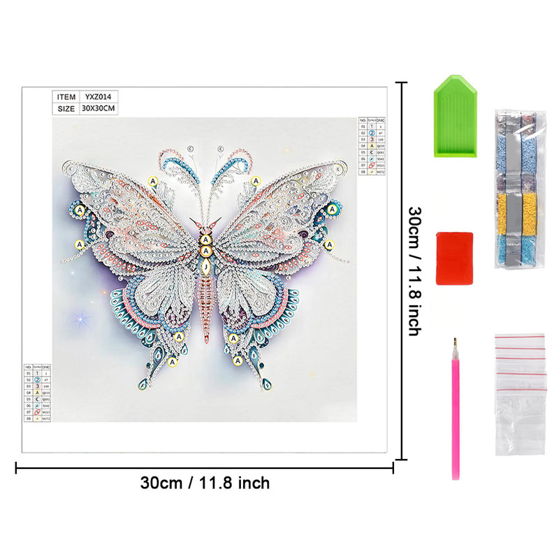 White, Blue and Gold Butterfly Special Shaped Drills Diamond Painting