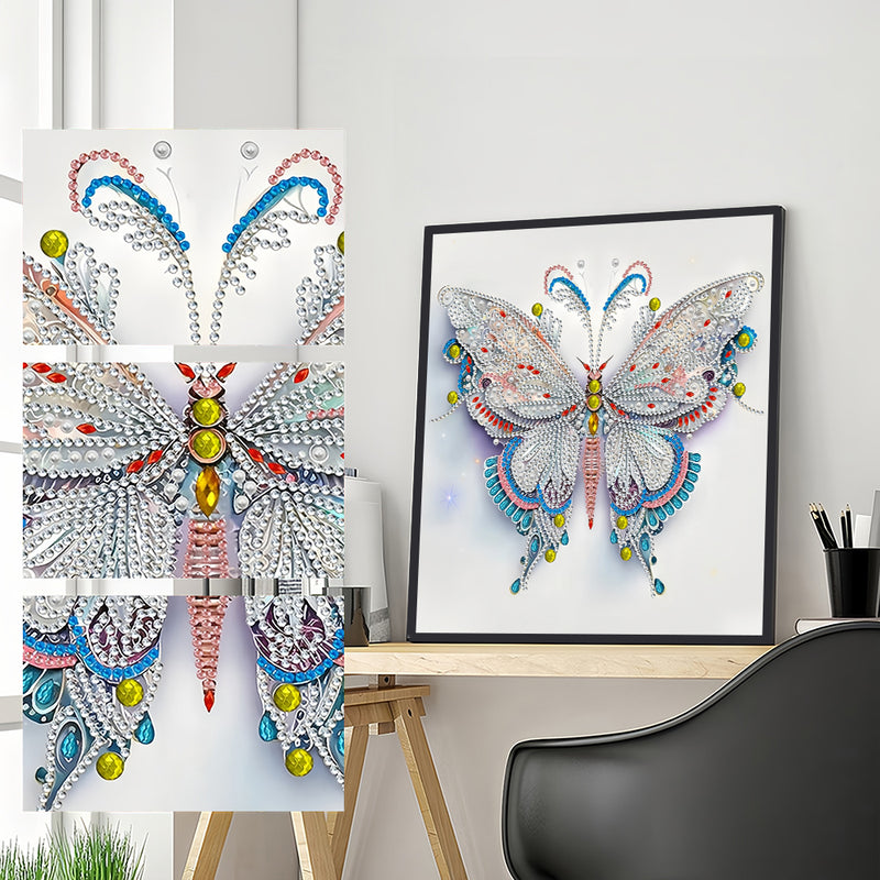 White, Blue and Gold Butterfly Special Shaped Drills Diamond Painting