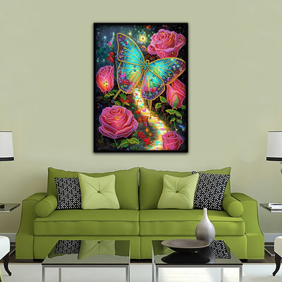 Mysterious Rose Butterfly Special Shaped Drills Diamond Painting