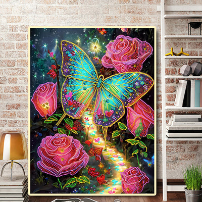 Mysterious Rose Butterfly Special Shaped Drills Diamond Painting