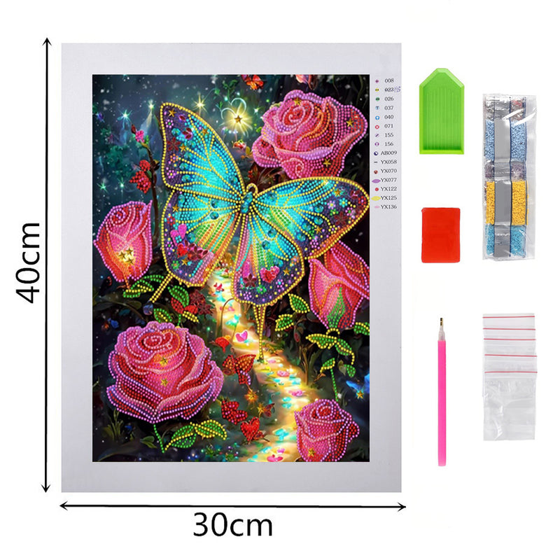 Mysterious Rose Butterfly Special Shaped Drills Diamond Painting