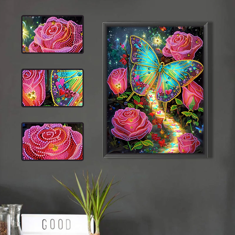 Mysterious Rose Butterfly Special Shaped Drills Diamond Painting