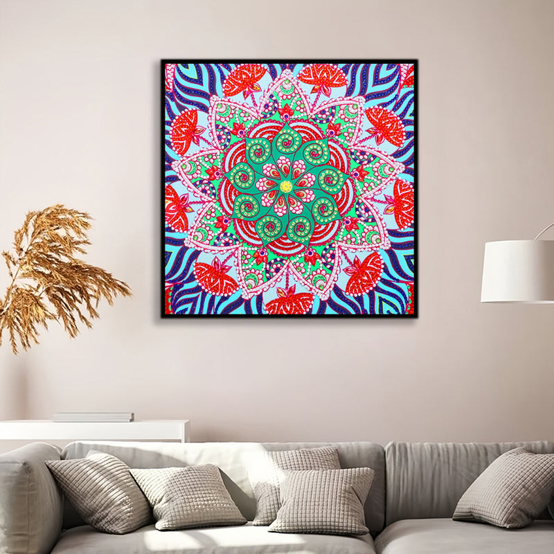 Green and Red Mandala Special Shaped Drills Diamond Painting