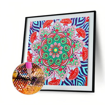 Green and Red Mandala Special Shaped Drills Diamond Painting