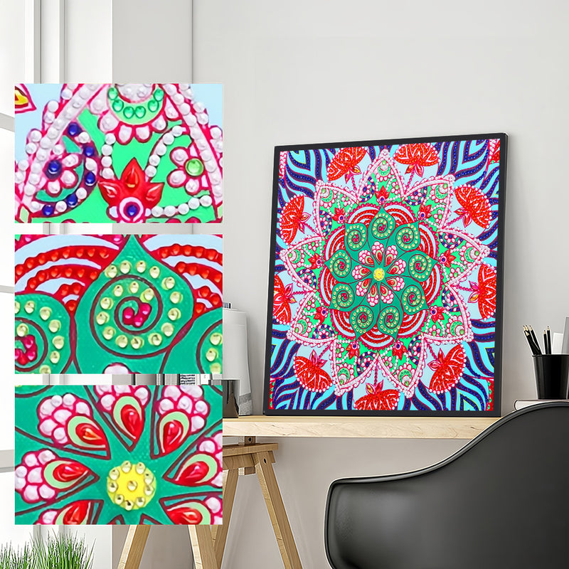 Green and Red Mandala Special Shaped Drills Diamond Painting