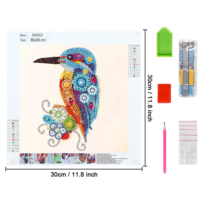 Blue Hummingbird and Daisy Special Shaped Drills Diamond Painting