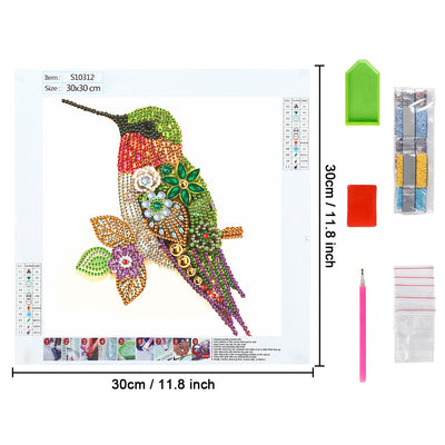 Green Hummingbird and Flower Special Shaped Drills Diamond Painting