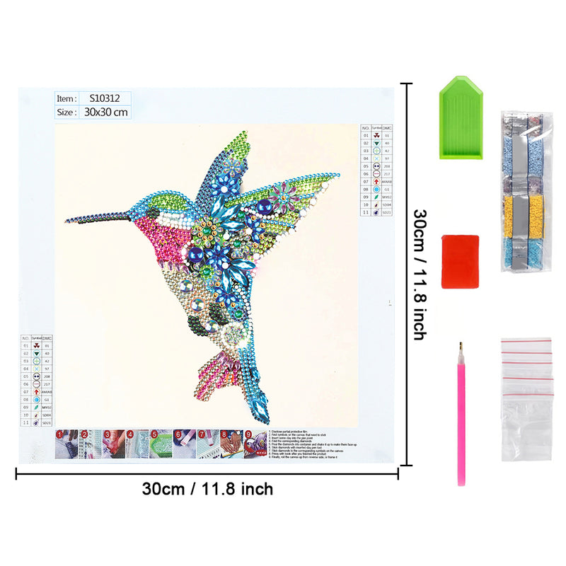 Blue and Green Hummingbird Special Shaped Drills Diamond Painting