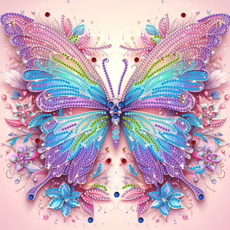 Blue and Pink Butterfly Special Shaped Drills Diamond Painting