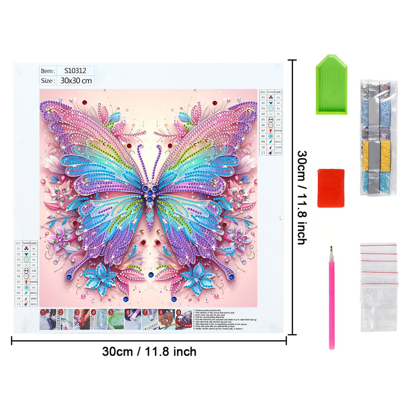 Blue and Pink Butterfly Special Shaped Drills Diamond Painting