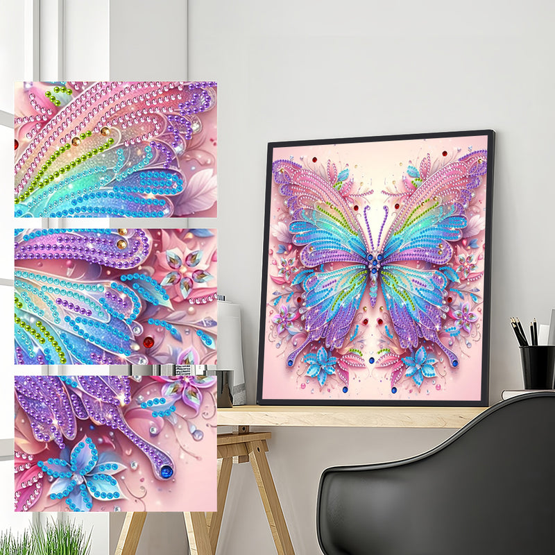 Blue and Pink Butterfly Special Shaped Drills Diamond Painting