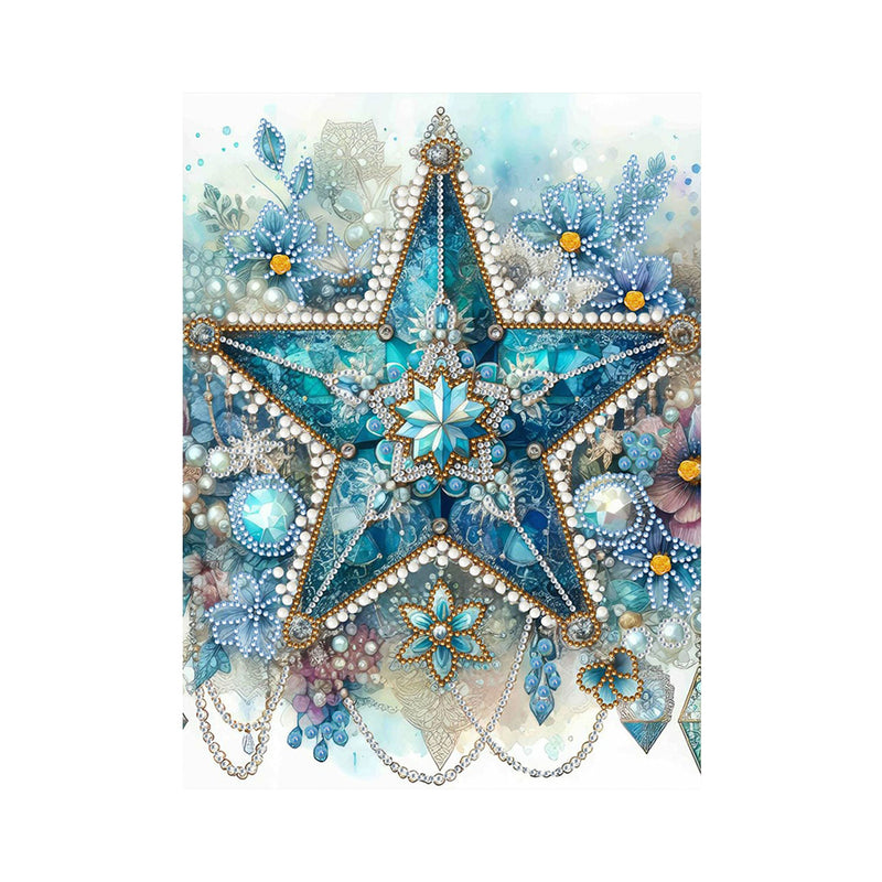 Ice Blue Flower Star Special Shaped Drills Diamond Painting