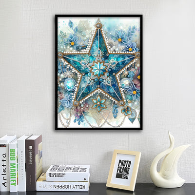 Ice Blue Flower Star Special Shaped Drills Diamond Painting