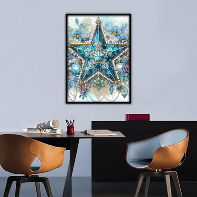 Ice Blue Flower Star Special Shaped Drills Diamond Painting