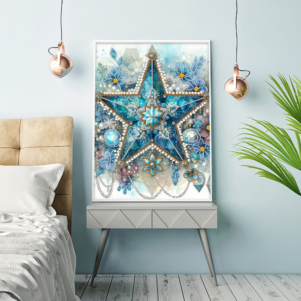Ice Blue Flower Star Special Shaped Drills Diamond Painting