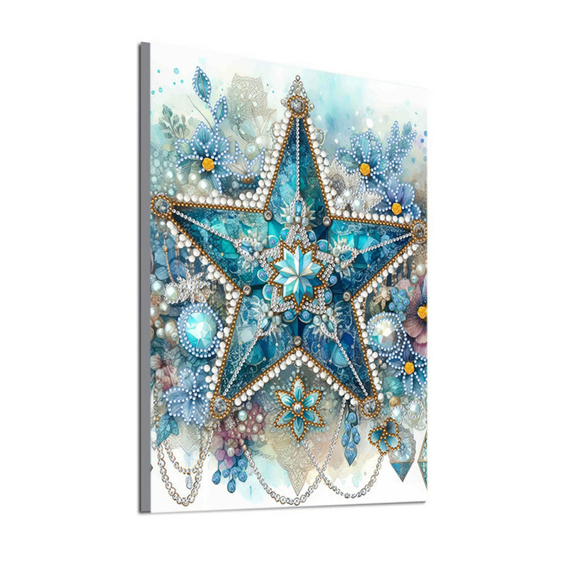 Ice Blue Flower Star Special Shaped Drills Diamond Painting