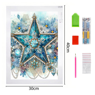 Ice Blue Flower Star Special Shaped Drills Diamond Painting