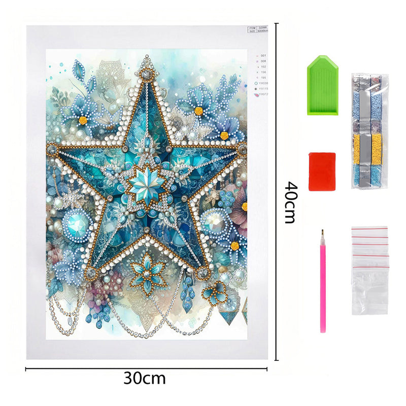 Ice Blue Flower Star Special Shaped Drills Diamond Painting