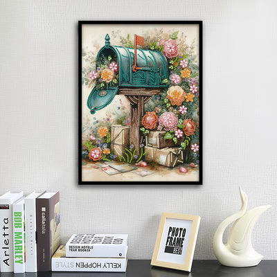 Mailbox next to Flowers Special Shaped Drills Diamond Painting