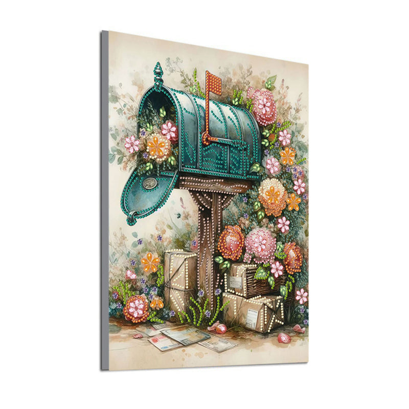 Mailbox next to Flowers Special Shaped Drills Diamond Painting