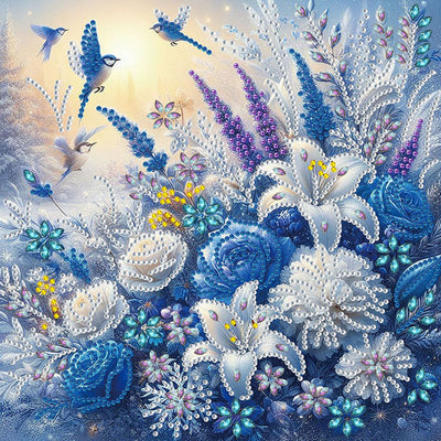 Ice Flowers and Birds Special Shaped Drills Diamond Painting