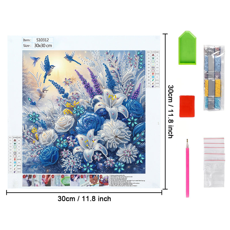 Ice Flowers and Birds Special Shaped Drills Diamond Painting