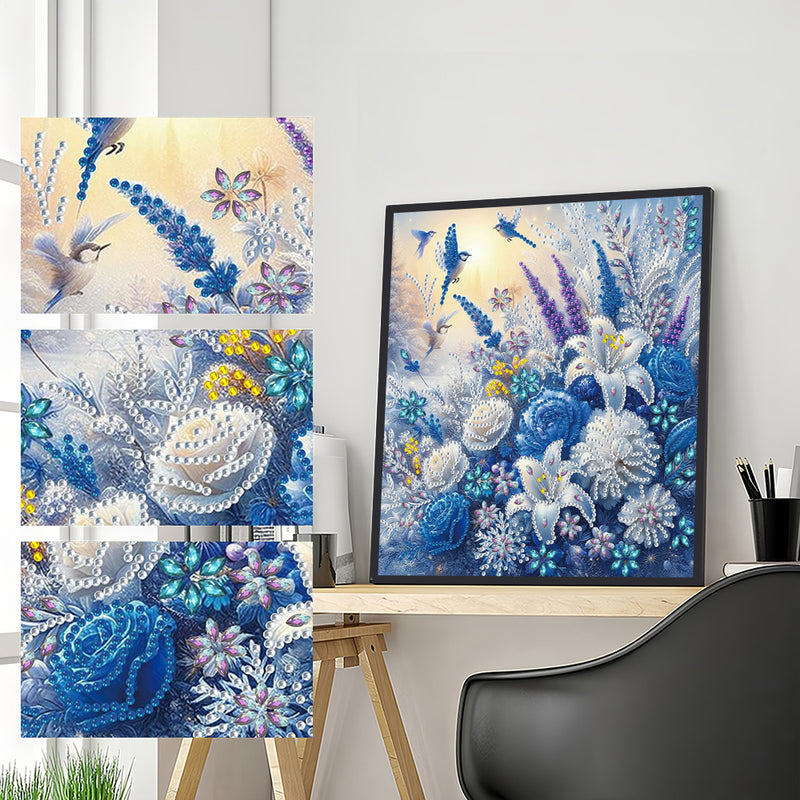 Ice Flowers and Birds Special Shaped Drills Diamond Painting