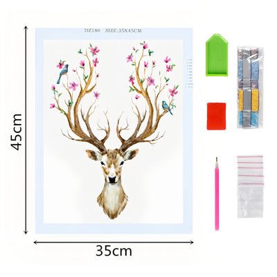 Antlers Full of Flowers Special Shaped Drills Diamond Painting